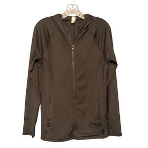 Marika Full-Zip Black Hooded Jacket With Thumb Holes M